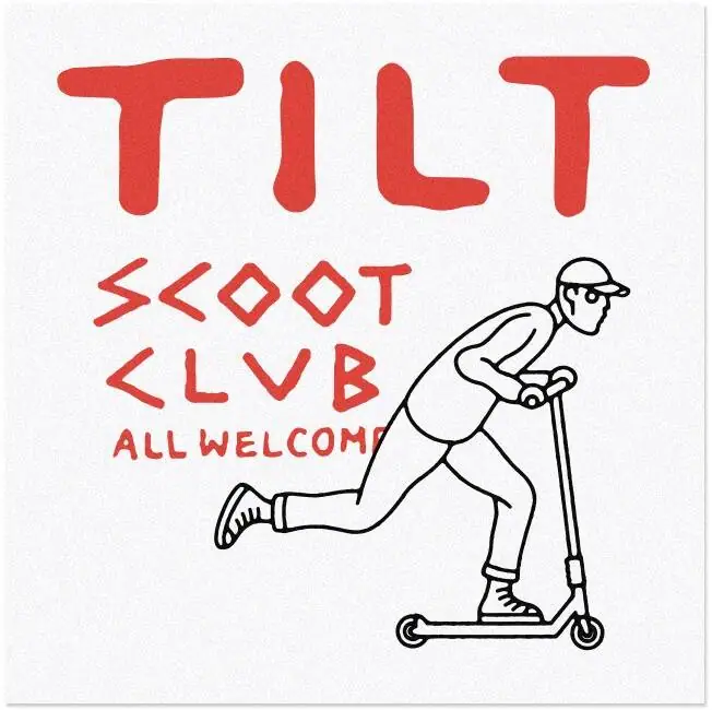 Tilt Scoot Club Scooter Sticker Bílá